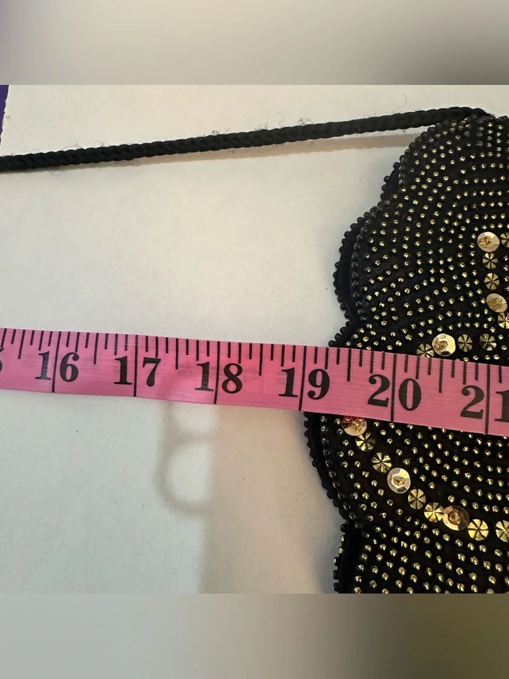 Vintage Beaded Floral Black Evening Crossbody Bag with Gold Sequin Accents